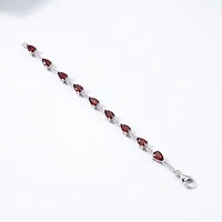Gold Garnet White Zircon Multi Round Cut Bracelet