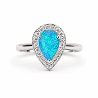 Created Opal White Zircon Pear Cut Ring 6