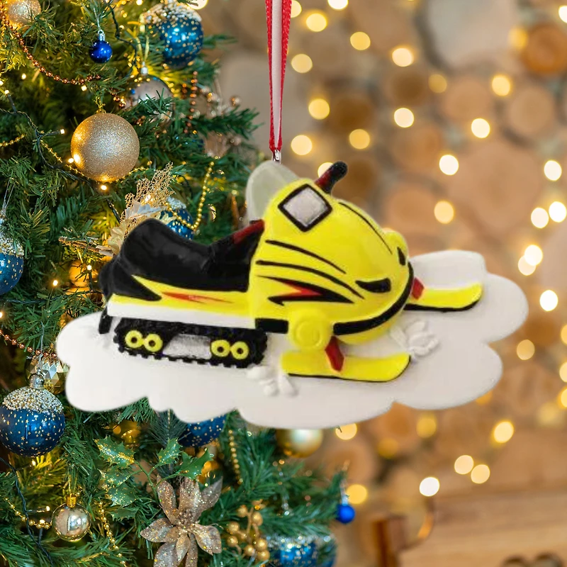 Yellow Snow Mobile Ornament