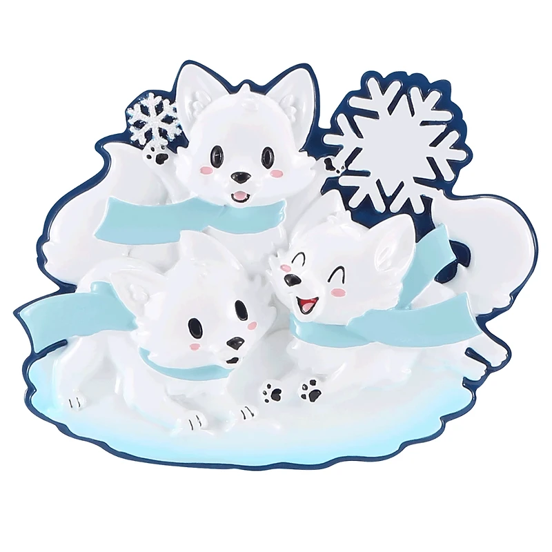Arctic Fox Family of 3 Ornament