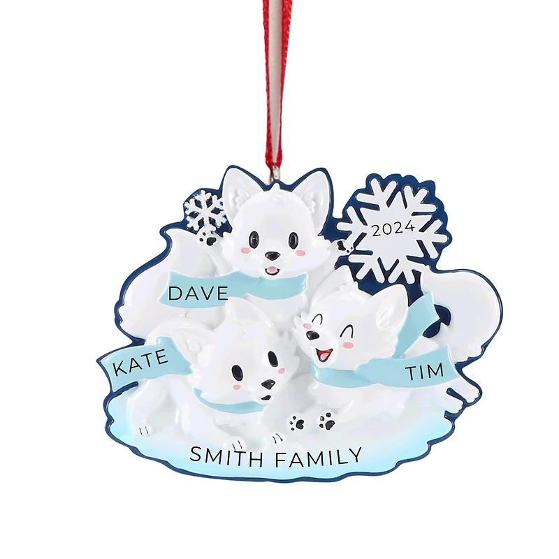 Arctic Fox Family of 3 Ornament