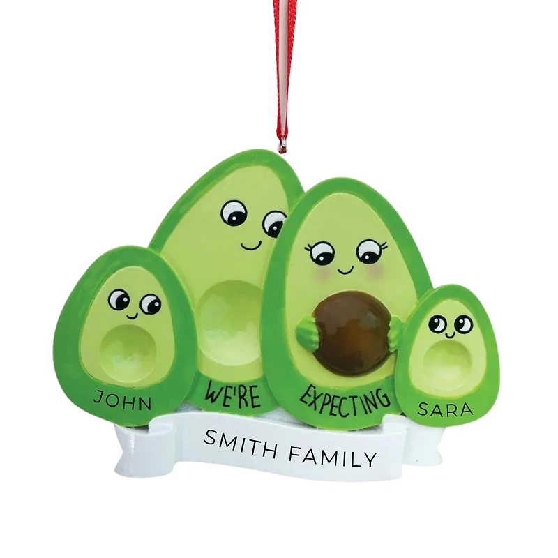 Avocado Family Expecting w/2 Children Ornament