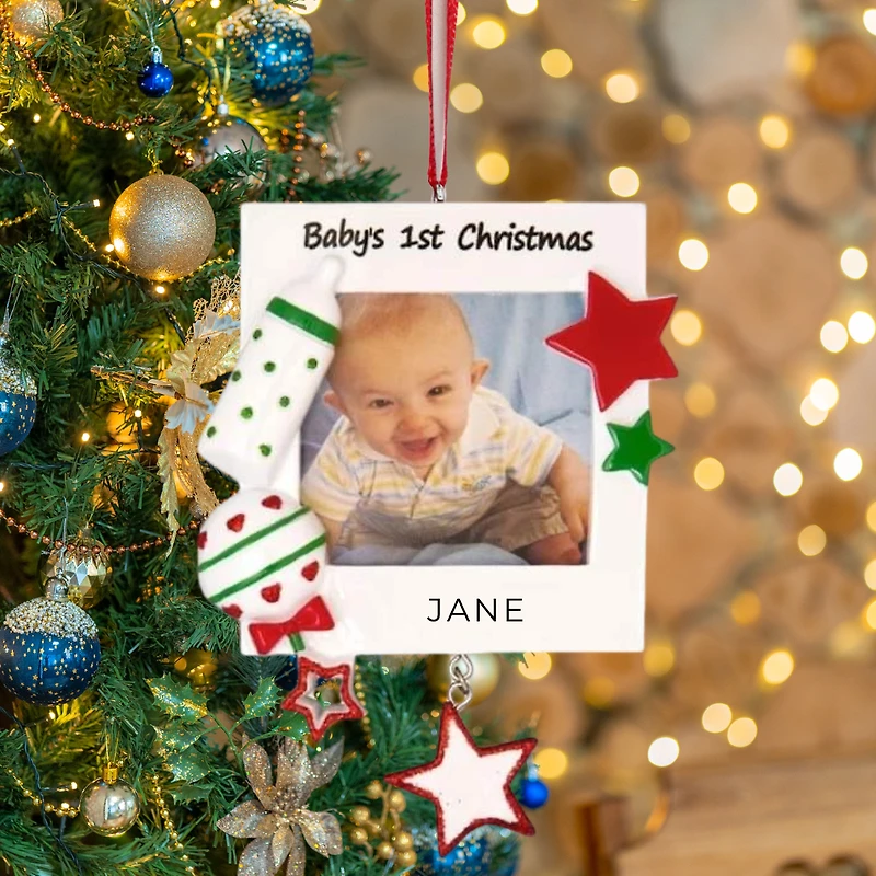 Baby Frame - Pink / Blue Red & Green Ornament