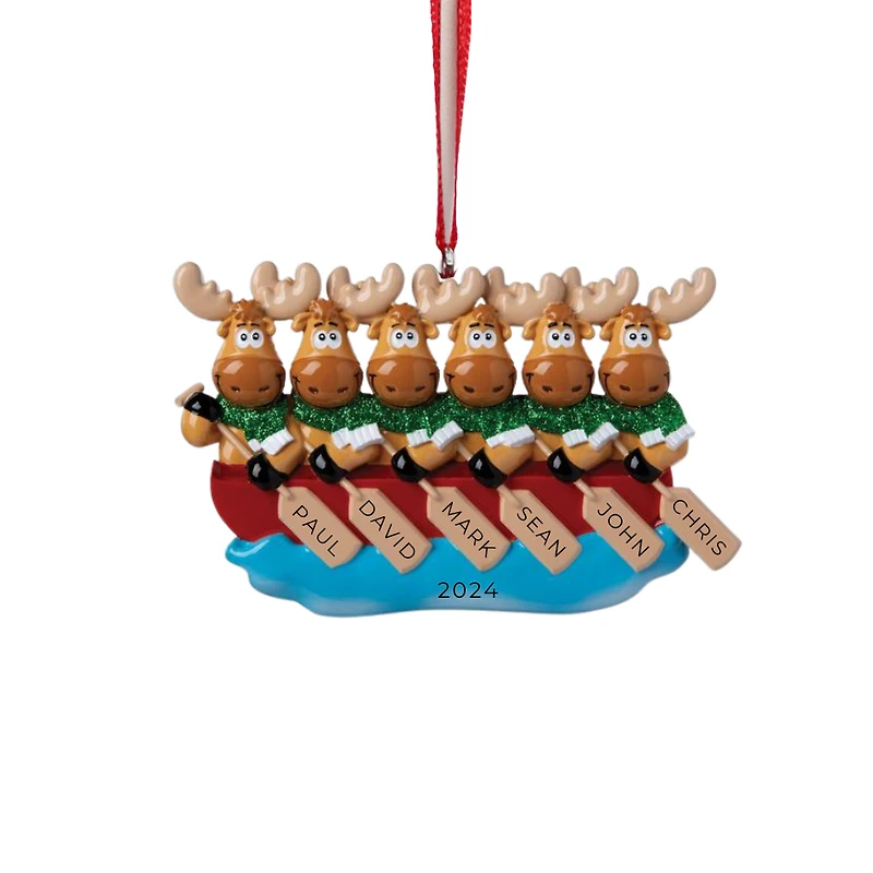 Canoe Moose Family of 6 Ornament