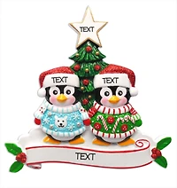 Christmas Sweater Penguin Family of 2 Ornament