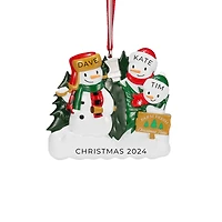 Christmas Tree Farm Snowman Family of Ornament