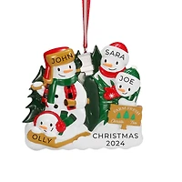 Christmas Tree Farm Snowman Family of 4 Ornament