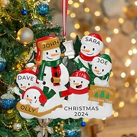 Christmas Tree Farm Snowman Family of 6 Ornament