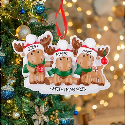 Cutesy Moose Family of 3 Ornament
