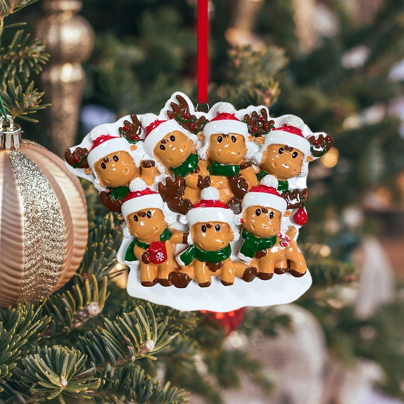 Cutesy Moose Family of 7 Ornament