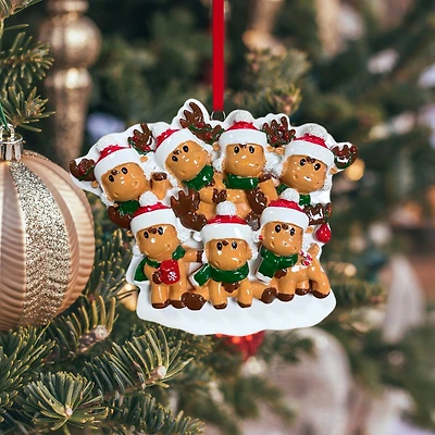 Cutesy Moose Family of 7 Ornament
