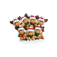 Cutesy Moose Family of 7 Ornament