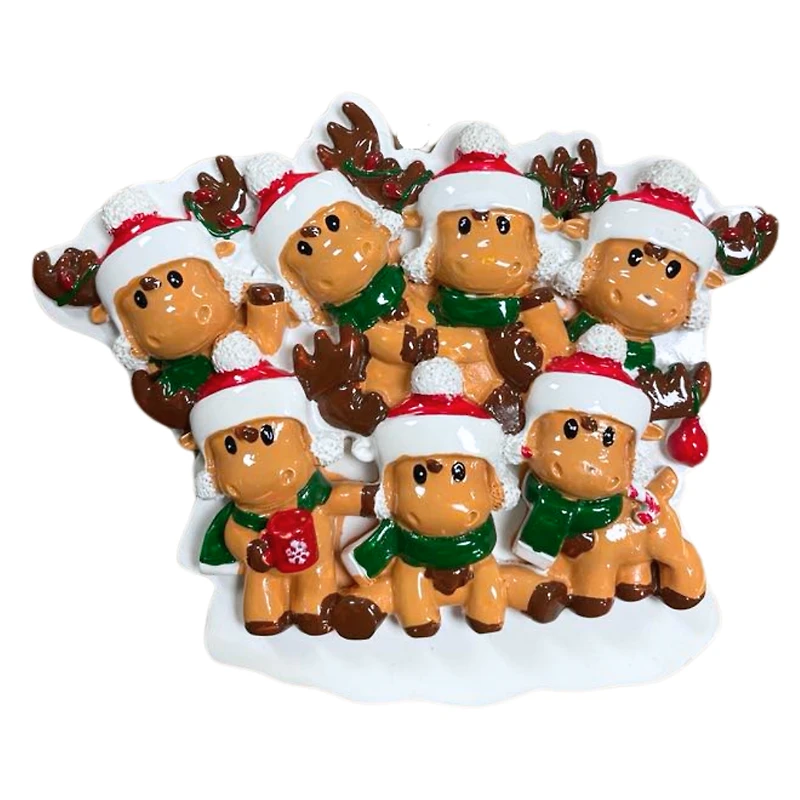 Cutesy Moose Family of 7 Ornament