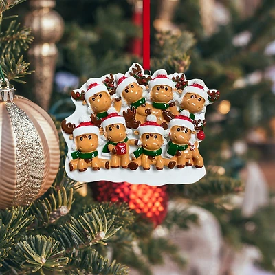 Cutesy Moose Family of 8 Ornament
