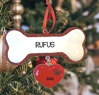 Dog Bone with Heart Ornament