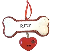 Dog Bone with Heart Ornament