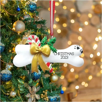 Dog Bone with Holly Ornament