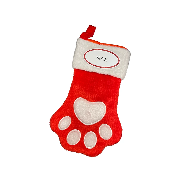 Dog Paw (Red & White) Stocking