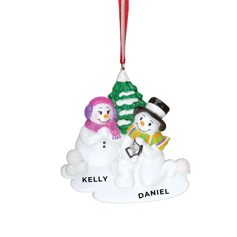 Engagement Snow Couple Ornament