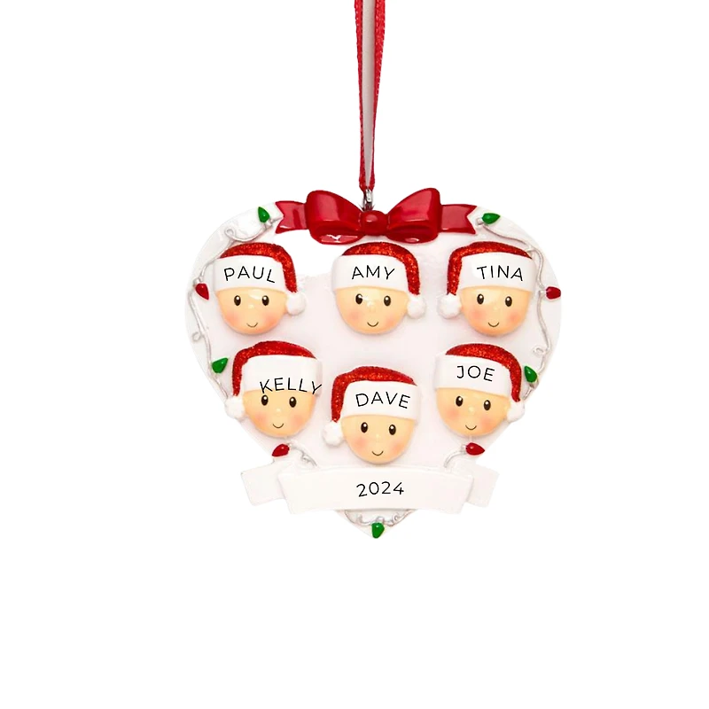 Family Head On Hearts Family of Ornament