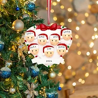 Family Head On Hearts Family of 7 Ornament