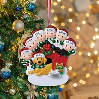 Family of 6 with dog Ornament