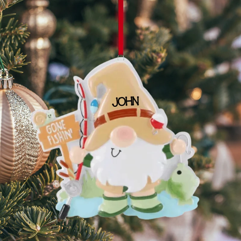 Gnome Fisher Ornament