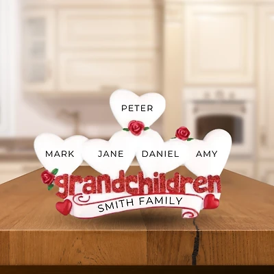 Grandchildren Family of 5- Table Topper Stand Decoration