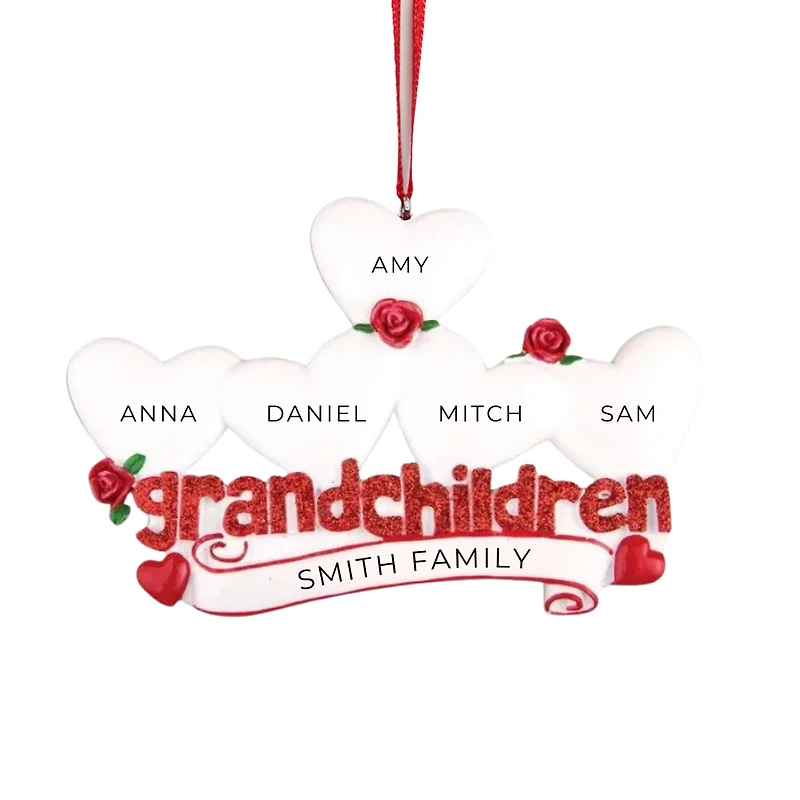 Grandchildren with Five Hearts Ornament