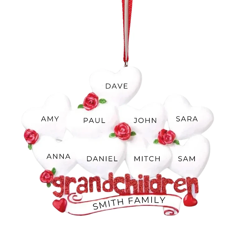 Grandchildren with Nine Hearts Ornament