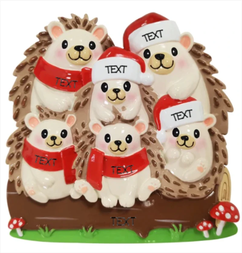 Hedgehog Family of 6 Ornament