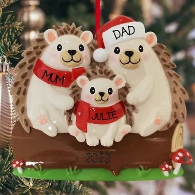 Hedgehog Family of 3 Ornament