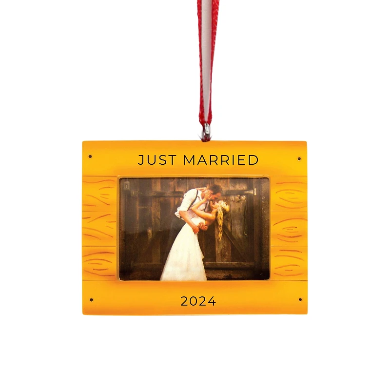 Just Married Rustic Frame Ornament
