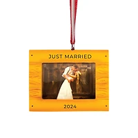 Just Married Rustic Frame Ornament