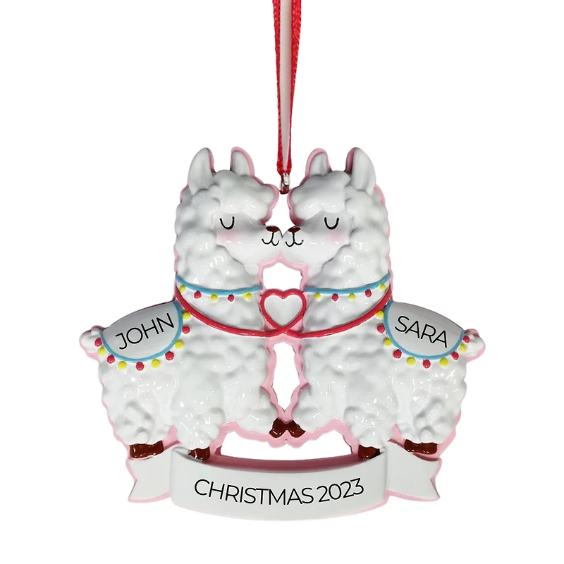 Llama Couple kissing Ornament