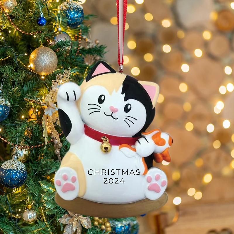 Lucky Cat Maneki Neko Ornament