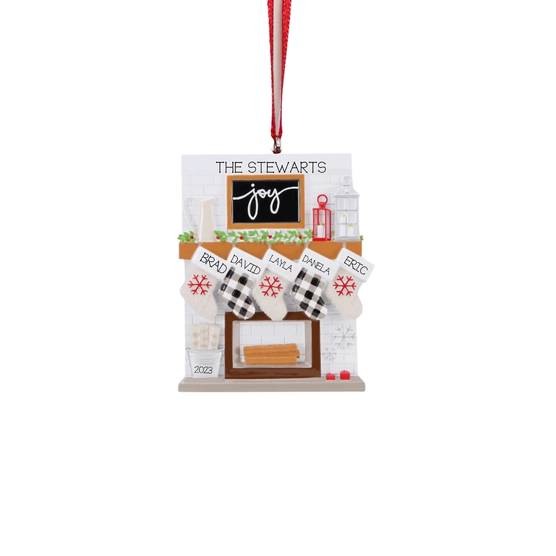 Mantle Stocking Family of 5 Ornament