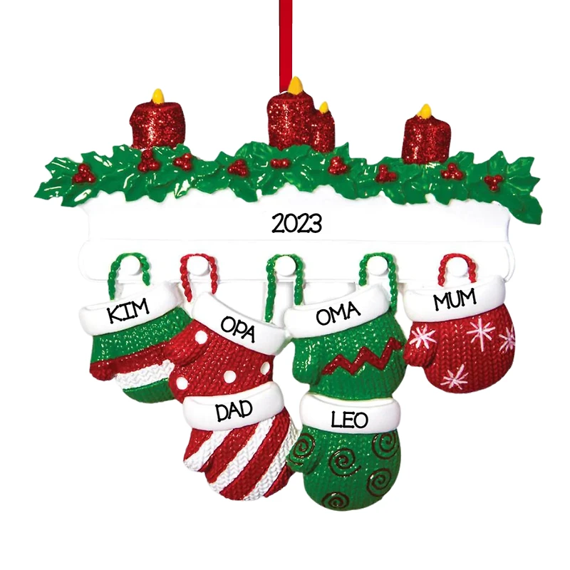 Mitten Family of 6 Ornament