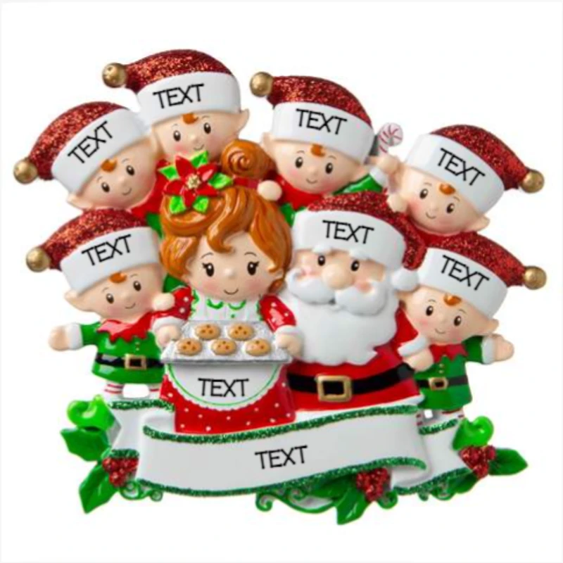 Mr & Mrs Claus family of 8 Ornament