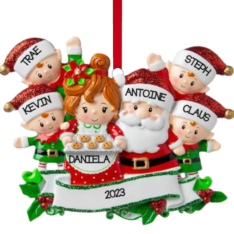 Mr & Mrs Claus family of 6 Ornament
