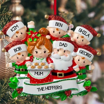 Mr & Mrs Claus family of 7 Ornament