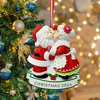 Mr & Mrs Claus kiss Ornament
