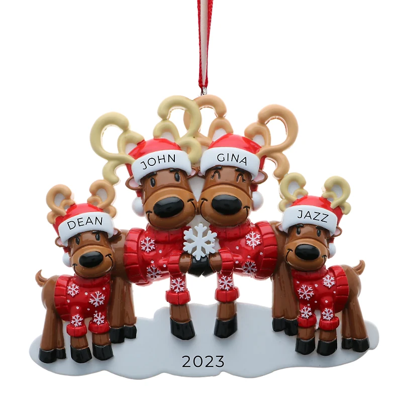 Mr & Mrs Reindeer Family of 4 Ornament