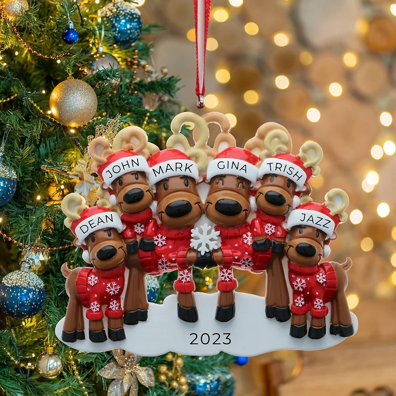 Mr & Mrs Reindeer Family of 6 Ornament