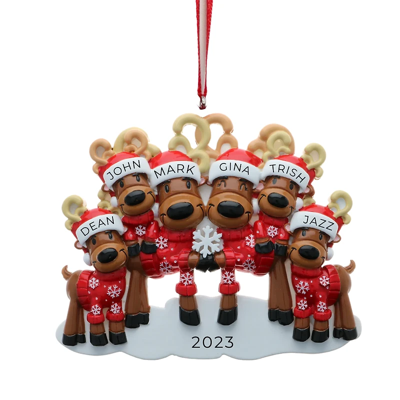 Mr & Mrs Reindeer Family of 6 Ornament