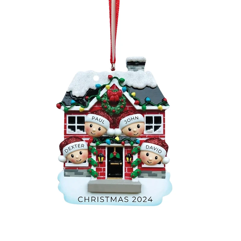 New House Family of 4 Ornament