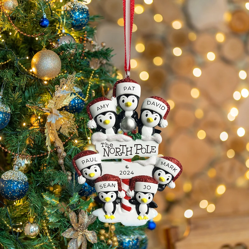 North Pole Penguin Family of 7 Ornament