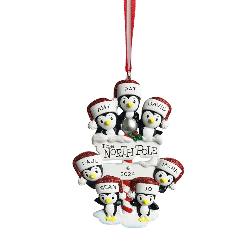 North Pole Penguin Family of 7 Ornament