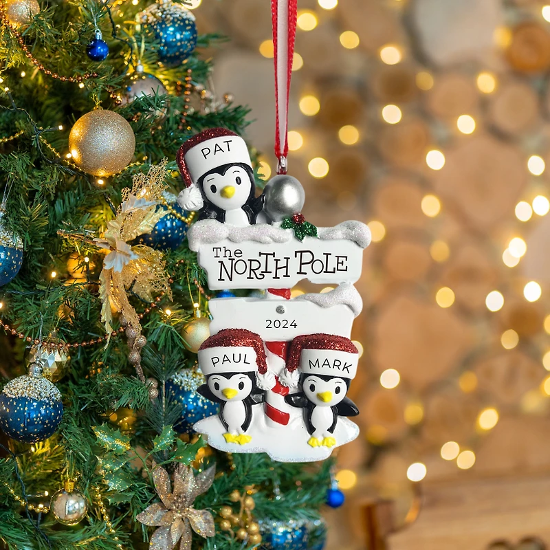 North Pole Penguin family of 3 Ornament