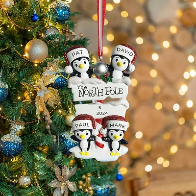 North Pole Penguin family of Ornament